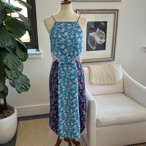 Tanya Taylor Navy Floral Print Halter Dress Size 4